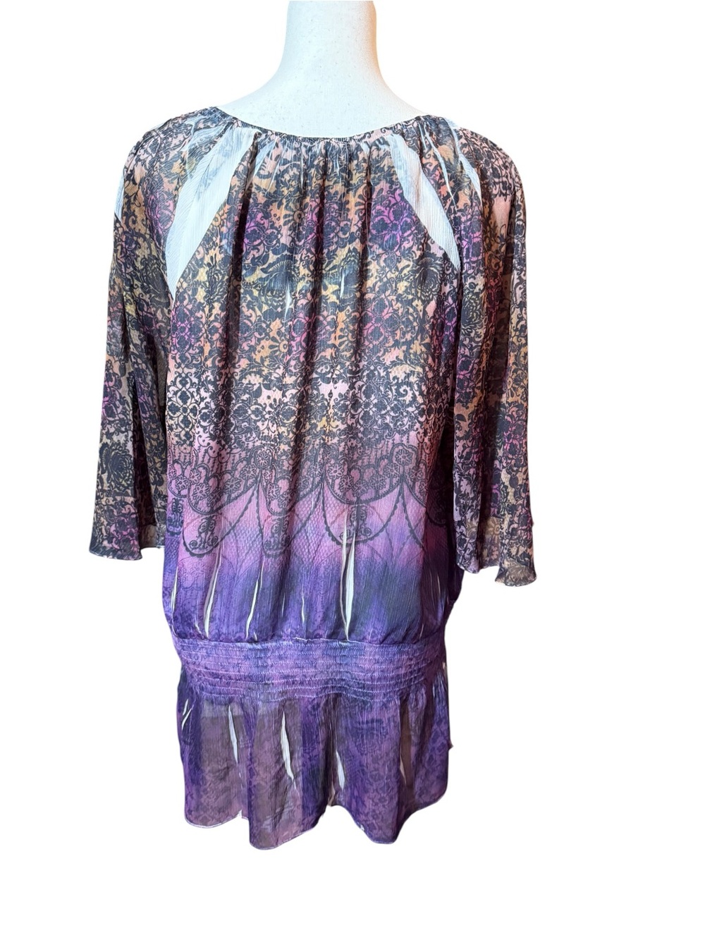 Style & Co. Purple Ombre Lace-Print Scoop Neck Tunic, size XL - Picture 3 of 8